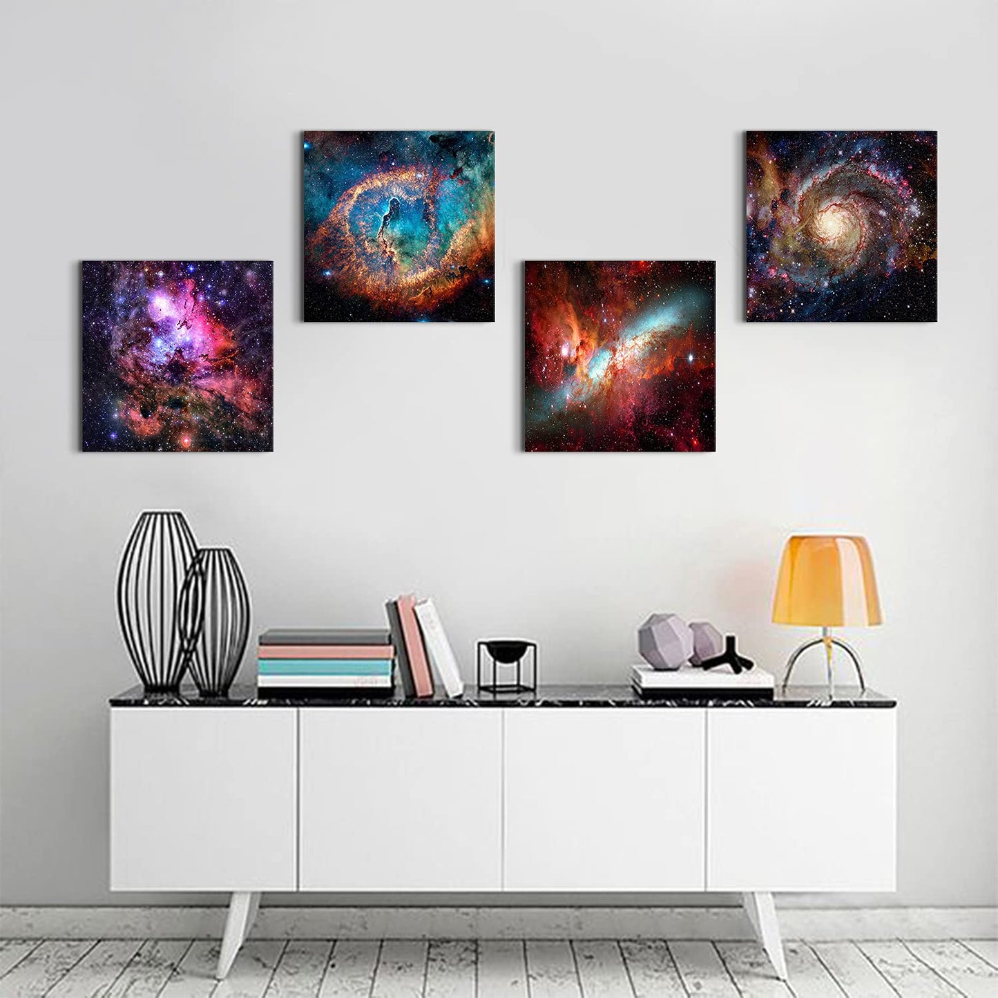 Space Decor for Boys Room Galaxy Canvas Pictures Nebula Wall Art Kids Bedroom Outer Space Room Decor Interstellar Posters Astronomy Painting Universe Artworks for Living Room Home Decoration 12x12" 4
