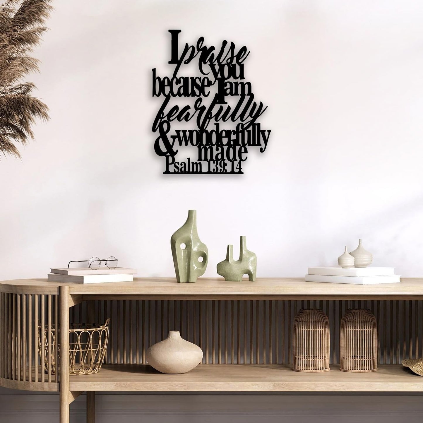 Psalm 139 14 Metal Wall Decor - Christian Inspirational Room Decor Motivational Scripture Wall Art Home Decor for Living Room, Bedroom, Dining Room, Bathroom, Office (Black)