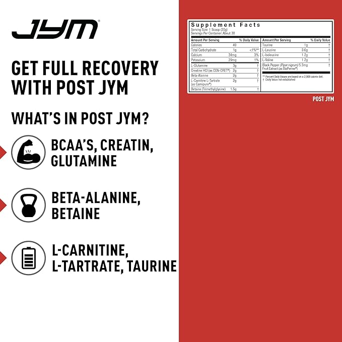 JYM Supplement Science Post JYM Active Matrix Mandarin Orange Amino Recovery Powder Pure Creatine HCL, BCAA?™s, Glutamine, Carnitine, Betaine, Taurine for Strength, Repair, Performance 30 Servings