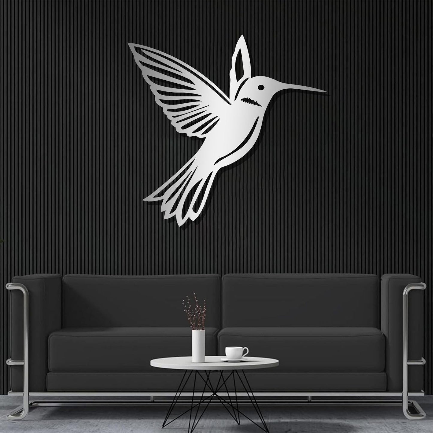 ENJOYOO Metal Hummingbird Wall Decor, Metal Hummingbird Wall Art Outdoor Decor, Bird Wall Decor (Black, 24×23in/60×58cm, metal wall art)