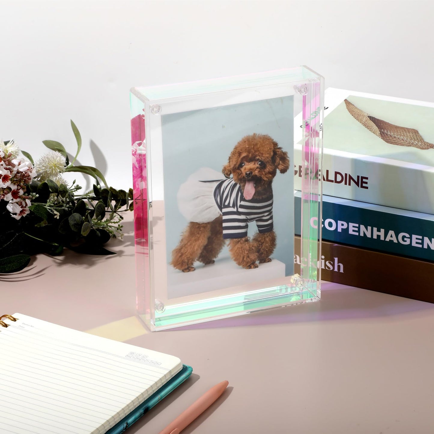 Gelite Acrylic 11X14 Picture Frame to Display 11x14 8x10 8.5x11 9x12 Pictures Mat-free Neon Floating Photo Frame for Wall and Tabletop, Iridescent Rainbow