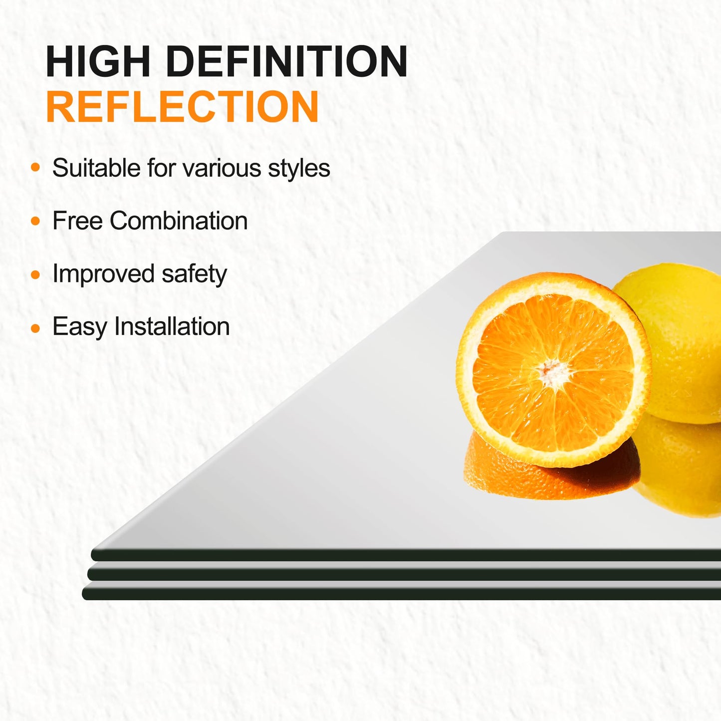 Delma Glass Full Length Wall Mirror Tiles, 14'' x 12'' 4PCS, Frameless Body Tiles for Bedroom, Mounted Home Gym, Door
