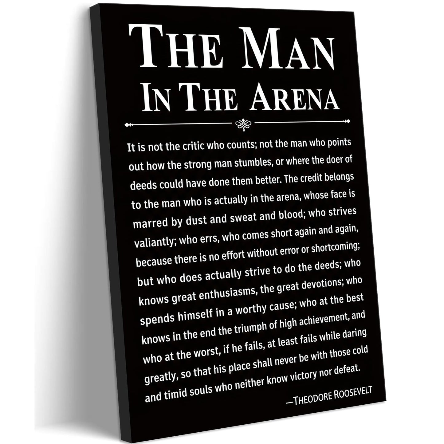 Office Inspirational Canvas Wall Art The Man in the Arena Painting picture Wall Decor Motivational Positive Quote Poster Print Artwork Gift for Men&Women Office Home Decoration 12x16 in Black Canvas