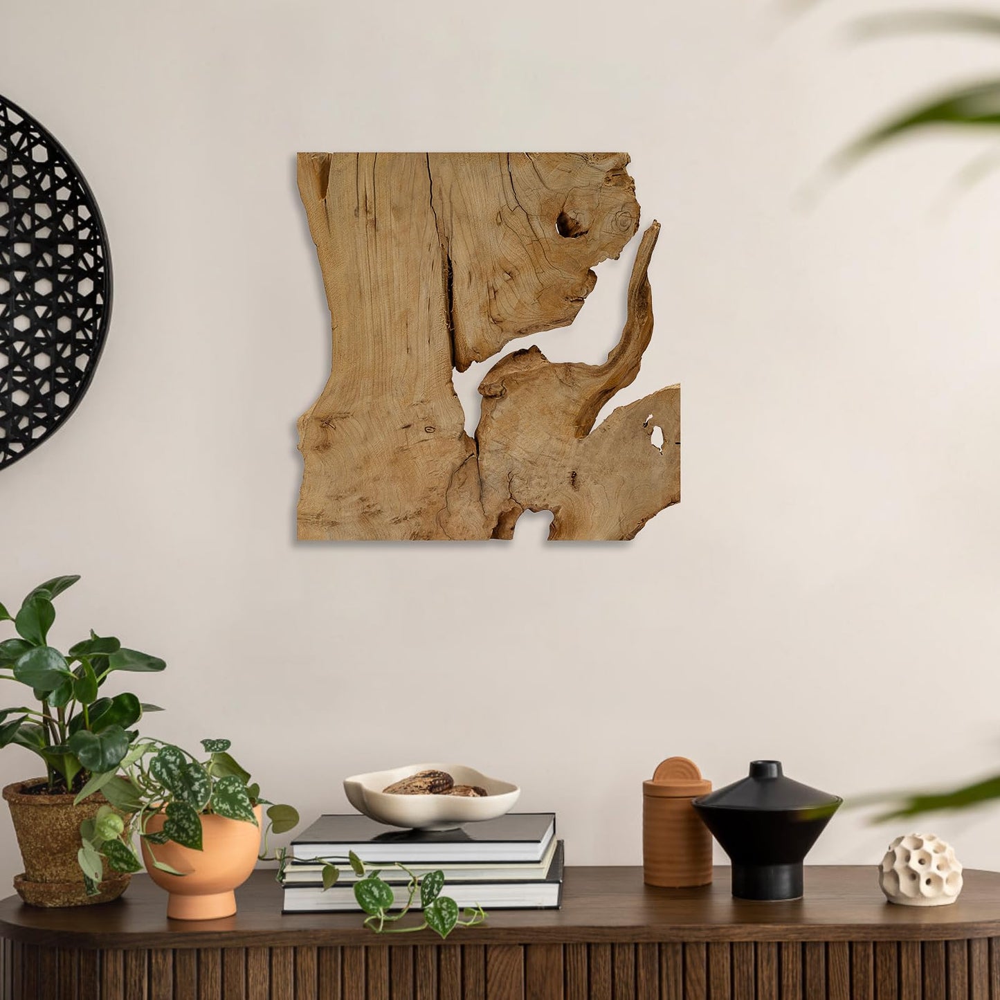 Natural Wood Wall Art - Handcrafted Rustic Decor, Frameless Design for Living Room, Bedroom, Kitchen, or Office - Unique Organic Charm for Your Home
