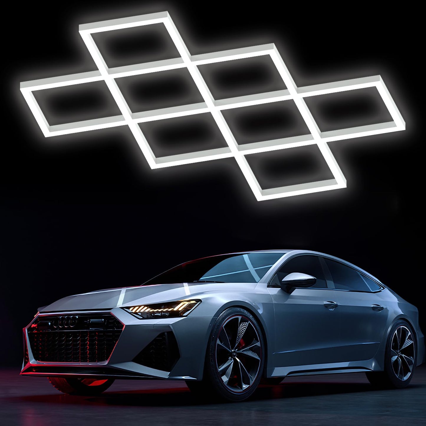 Ofenrd Hexagon LED Garage Lights 8 Hex Ultra-Bright Strip Lights New Updated Diamond Commercial Lighting for Garage Car Detailing Barber Shop Gym Warehouses Basement.