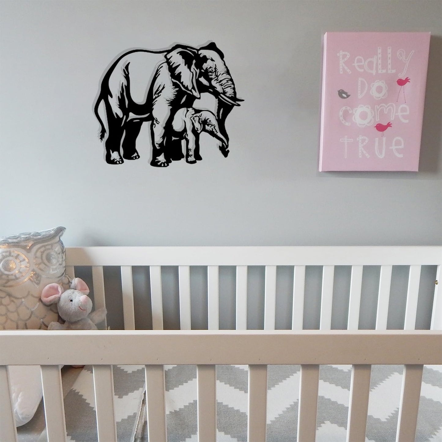 DUOOLN Metal Elephant Wall Decor Art, African Safari Mother-and-Calf Elephant Mural, Modern Animal-Themed Sculpture Painting, for Living Room, Bedroom, Office, Indoor/Outdoor Decor or Gifts-13.7*11.4in