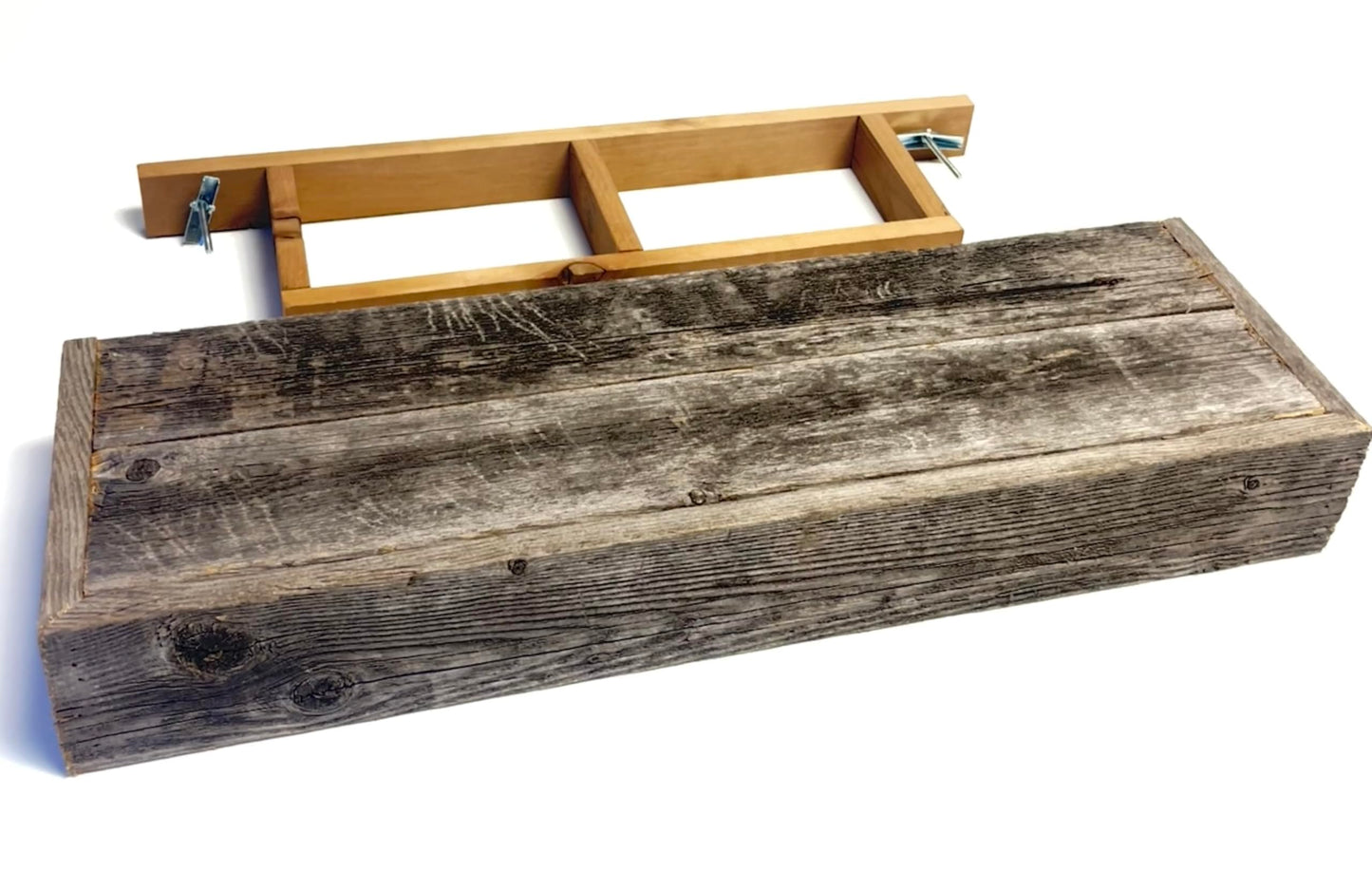 Rustic Revival | Barnwood Floating Shelf – Rustic Farmhouse Wall Shelf for Home, Kitchen & Bathroom – Authentic Weathered Wood Real Wood Décor