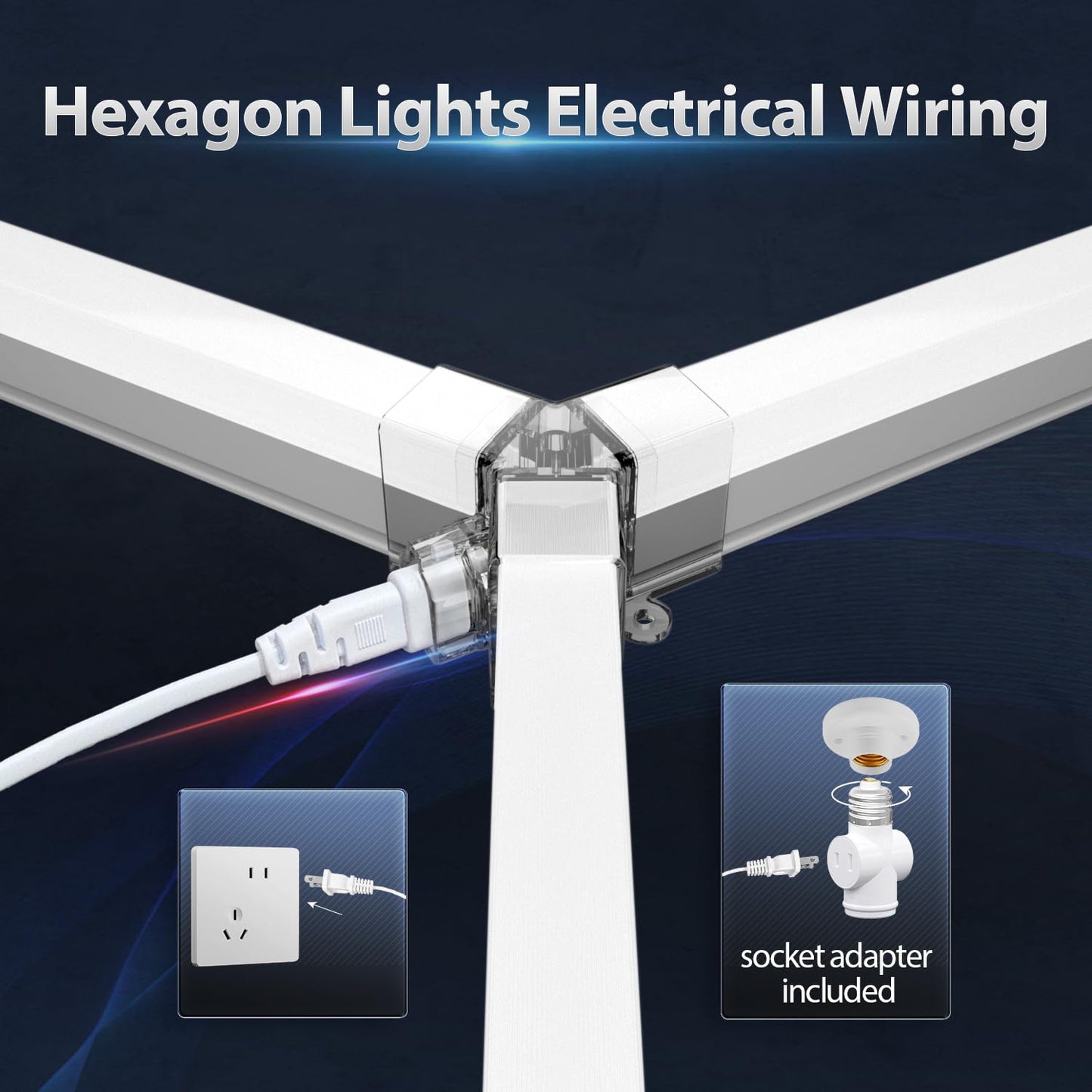 Litezone Hexagon Garage Lights, 5-HEX 240W 5000K Daylight Garage LED Lights, Modular Honeycomb Shop Light for Detailing, Workshop, Home Gym, Warehouse, DIY Workspace