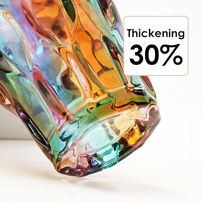 CEMABT 9.5inch 3.4 lb Glass Vases for Flowers Unbreakable Thickened Morden vase for Tables Centerpieces,Colorful,Vintage and Clear Rose Large Flower vases for Bouquet Unique Gifts（Flow Colorful