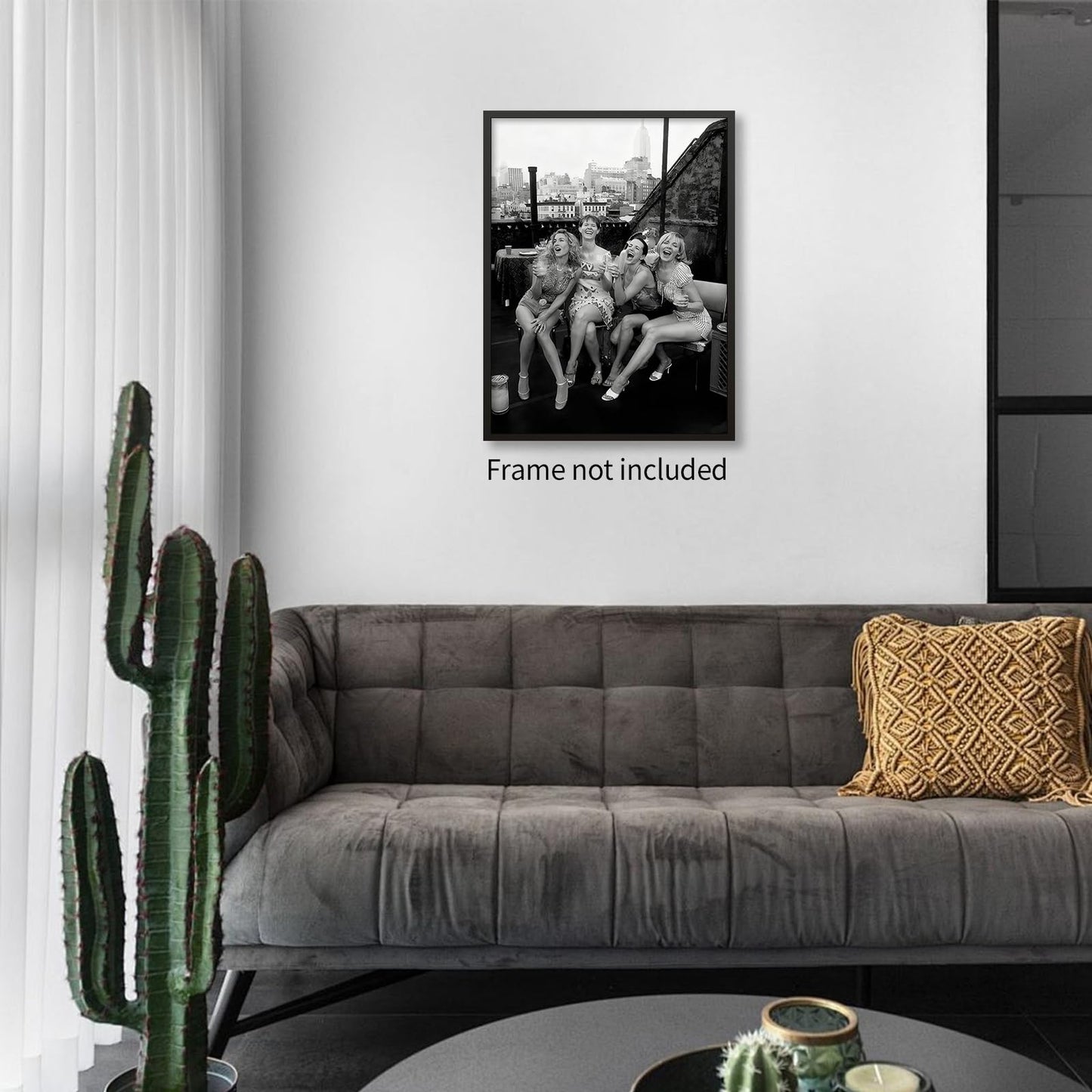 Retro Black And White Woman Canvas Wall Art Fashion Rooftop Party Posters Trendy Glam Girly Prints Pictures Woman Cheers Aesthetic Painting for Apartment Bedroom Bar Cart 12x16in Unframed