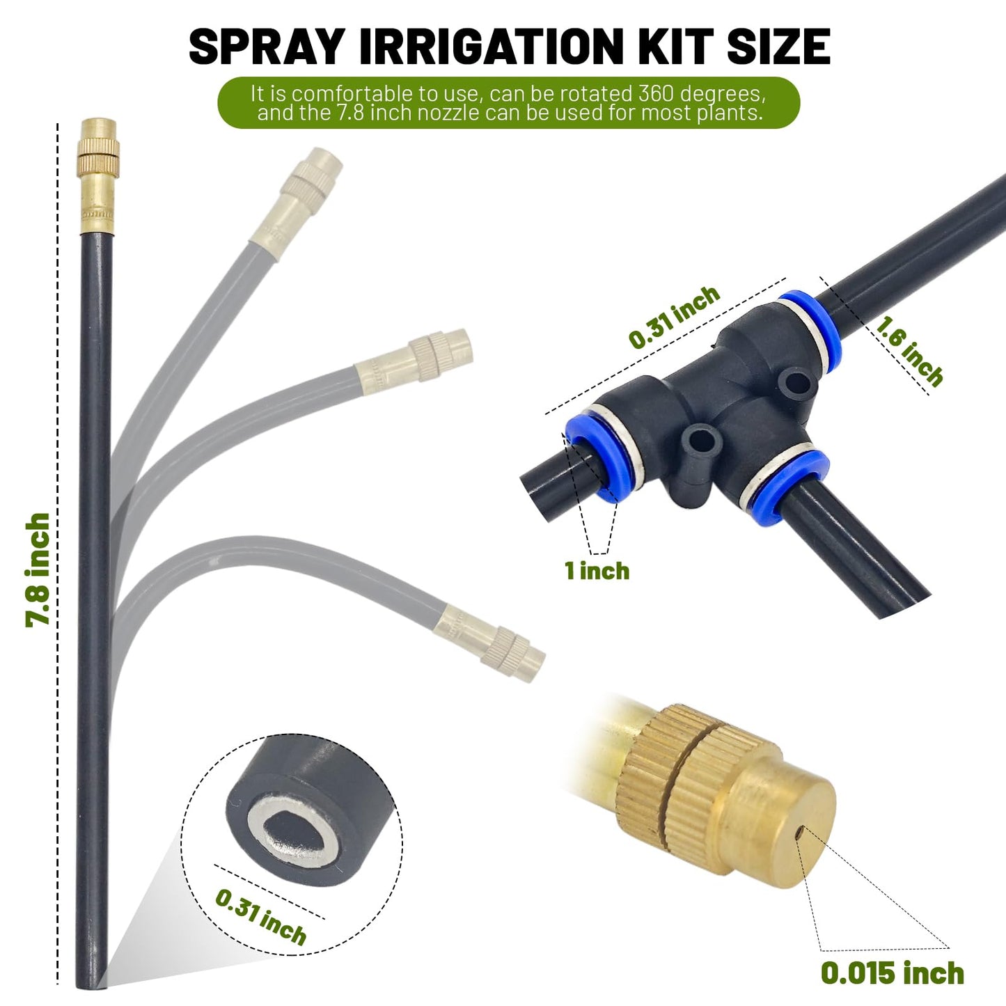 Thiswing 360° Adjustable Drip Irrigation System - 66 FT Garden Watering System with 22 Nozzles, Raised Bed Sprinkler System, Garden Mister for Yard, Lawn, Plants, 5/16" Tubing