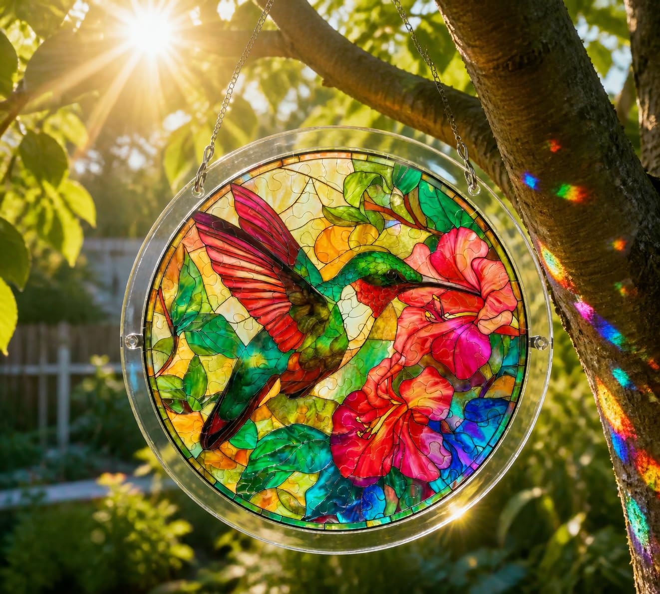 Acrylic Puzzles Suncatcher, 9.8 Inch Hummingbird Window Suncatcher Acrylic Puzzle, DIY Acrylic Suncatcher Jigsaw Puzzle Home Decor Art Gift