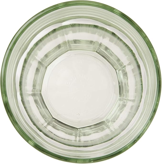 Bormioli Rocco Rock Bar 12.5 oz. Long Drink Stackable Tempered Beverage Glasses for Cold Drinks, Water, and Cocktails, Set of 6, Mint Green