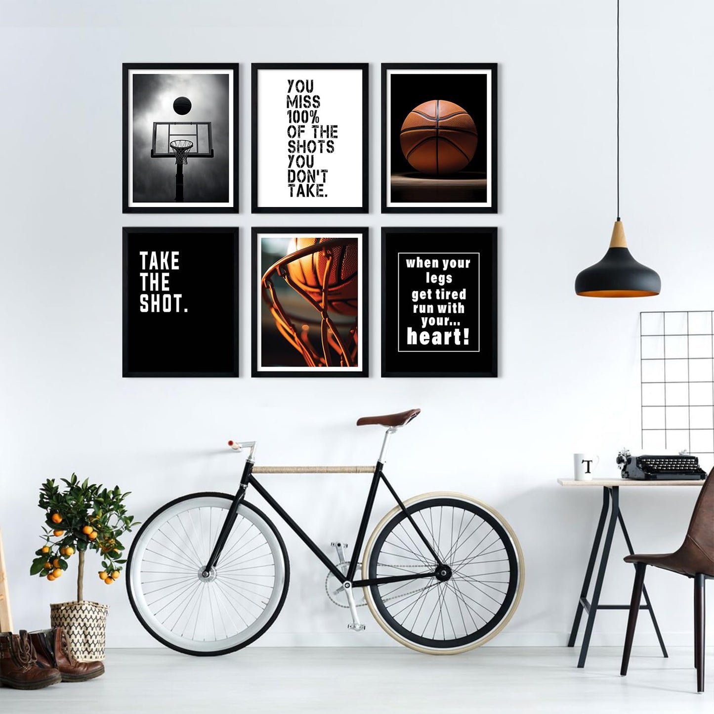Basketball Wall Art Sports Canvas Poster Boys Room Wall Decor Inspirational Basketball Prints Motivational Quote Pictures Teen Sports Painting Black White Artwork for Kids Bedroom 8x10 Inch Unframed