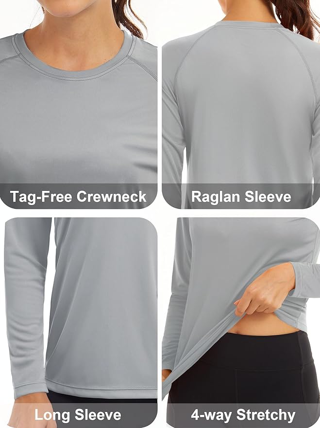 MAGCOMSEN Women's 2 Pack Long Sleeve Shirts UPF 50+ Sun Protection Quick Dry Swim Shirt for Rash Guard Fishing Workout