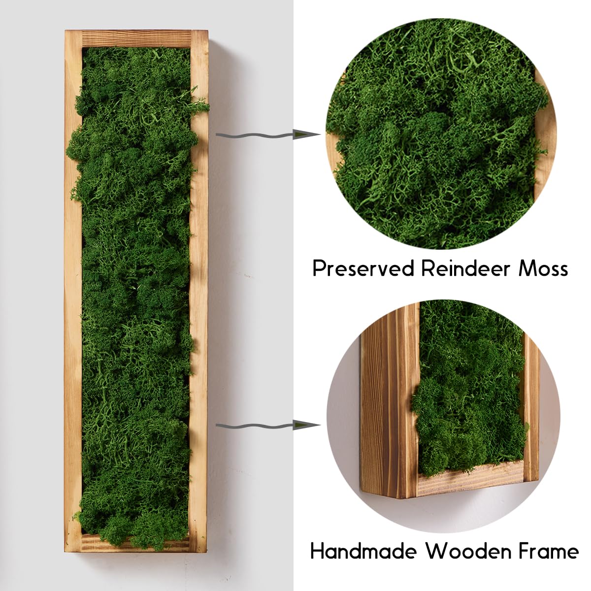 Mokof 2 Pack Moss Wall Art - Preserved Moss in Wood Frame - 17.3" Natural Green Wall Decor for Living Room, Bedroom, Bathroom, Entryways, Home Office (Forest Green)