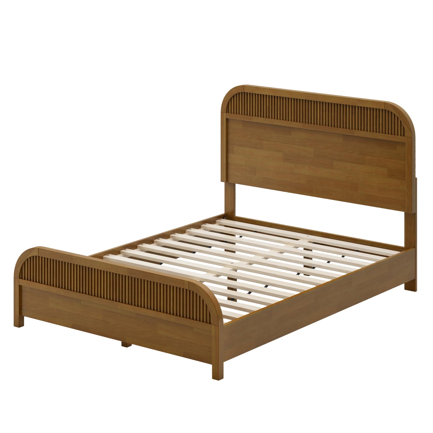 Christopher Knight Home Queen Size Wooden Bed Frame with Headboard, Oak Finish Platform Bed, Solid and Manufactured Wood, No Box Spring Needed, 550 lbs Capacity
