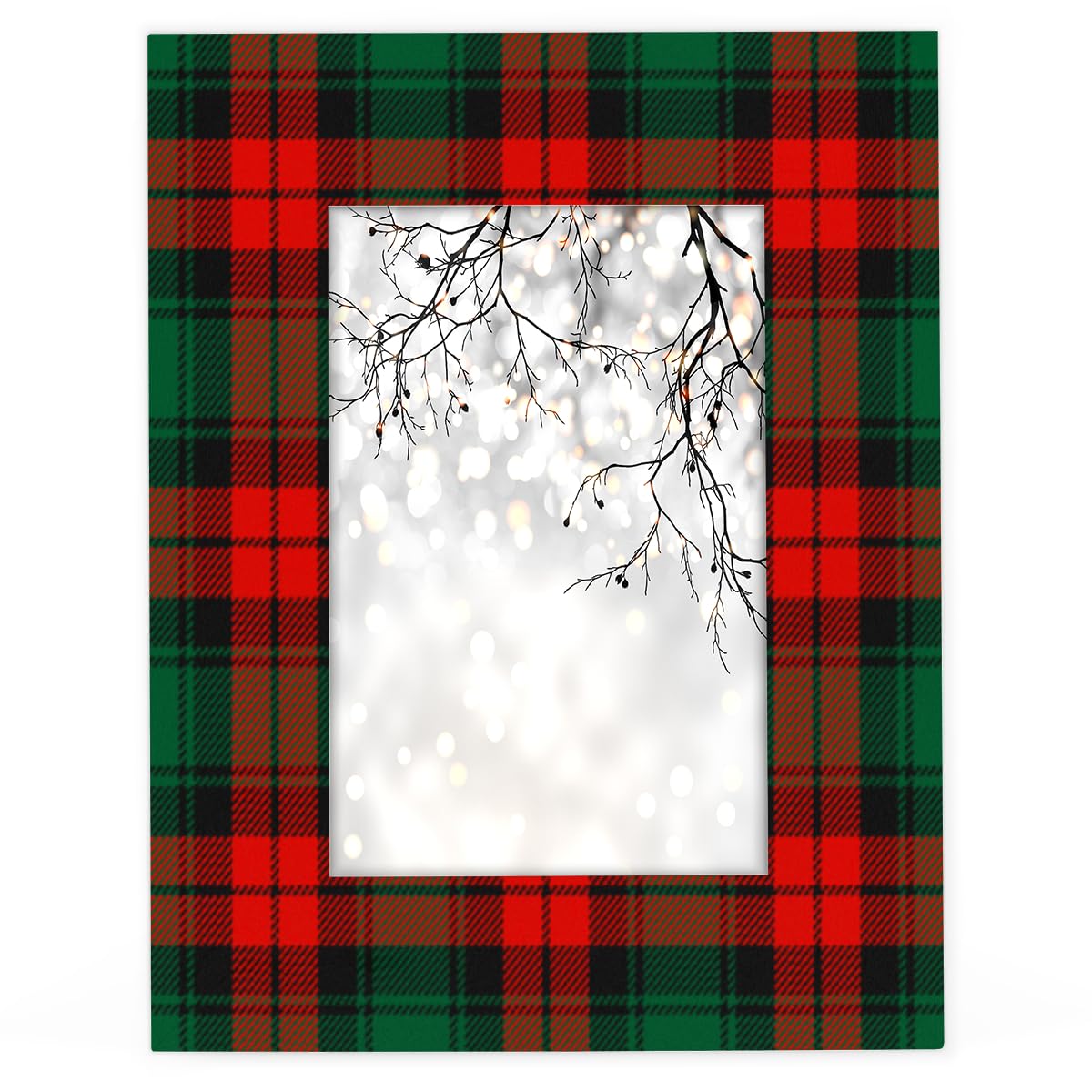 POFATO Christmas Plaid Pattern 5x7 Picture Frame Wooden Picture Frames for Wall Hanging & Tabletop Decor Display 5x7 or 5x5 Picture Collage Family Weddings Christmas Photo Frame for Gift