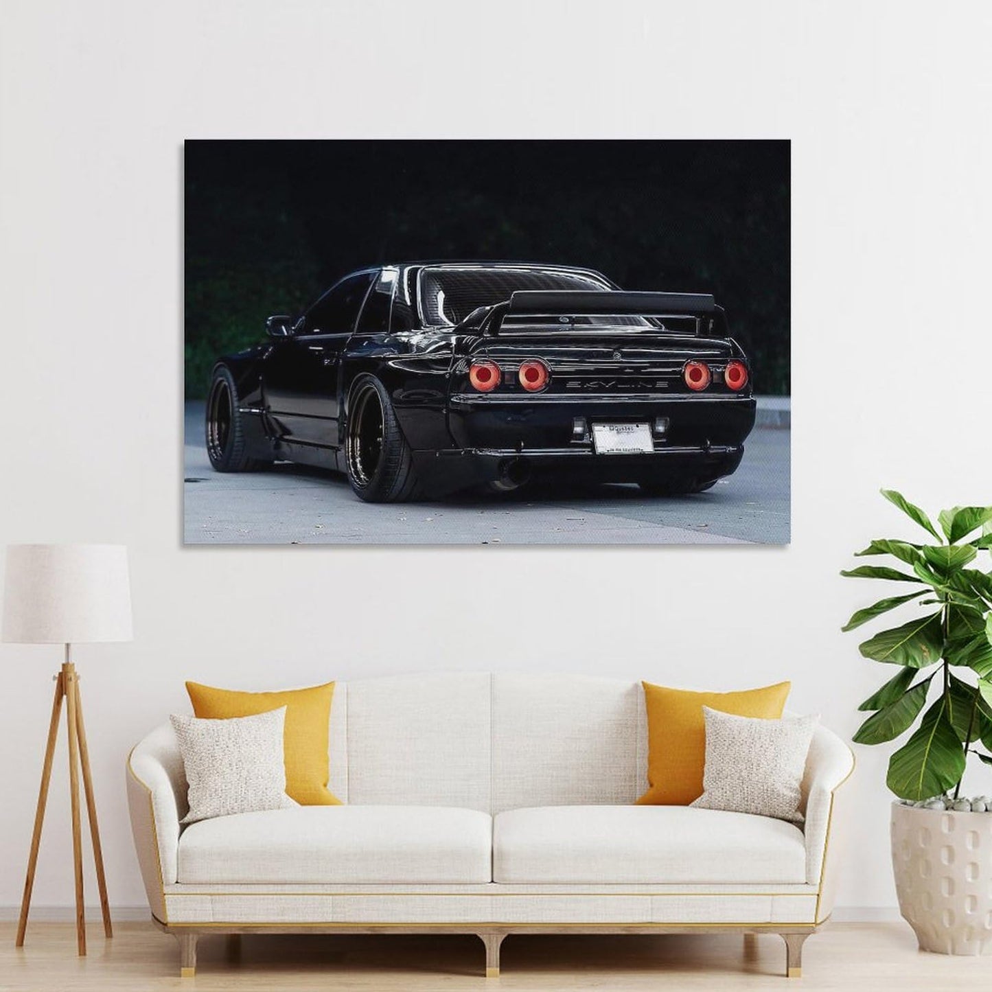 Jdm Car Black R32 Drift Art Car Posters & Prints Car Canvas Wall Art Living Room Decor for Men Aesthetic Paintings Pictures Wall Decor Framed Unframed 12x18inch(30x45cm)