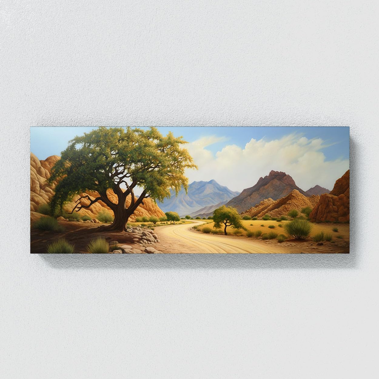 Sense Canvas Desert Landscape Road 8 Canvas Art - Home Decor Wall Art Print Poster Painting Large 40x16 / 0.75"