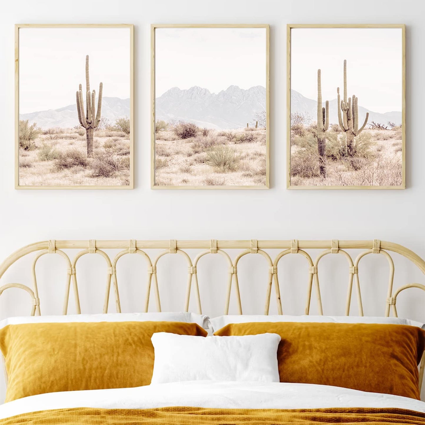 Pennclys Sonoran Desert Landscape Wall Art Cactus Arizona Canvas Wall Decor Desert Poster Pictures Saguaro Cactus Art Prints Landscape Painting for Home Bedroom 12x16x3 Inch Unframed