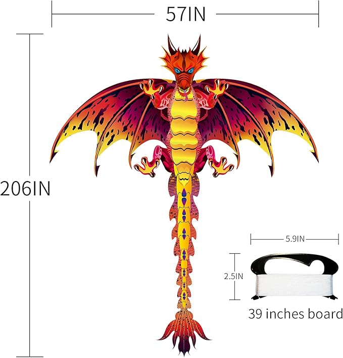 eyijklzo Green Dragon Kite Beautiful and Easy Flyer Kite for Children and Adult with Long Colorful Tail String Line Accessories Easy to Soar High Outdoor Sports Game Activities or Beach Trip