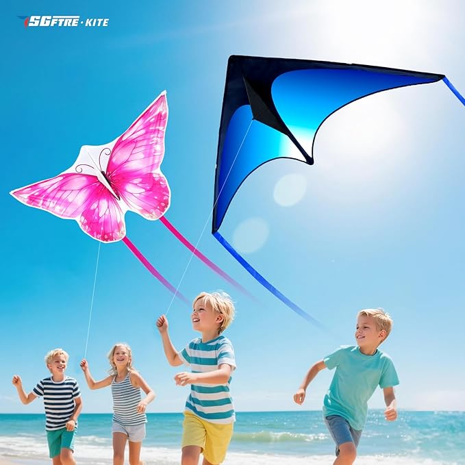 3 Piece Set Butterfly Delta Octopus Kites for Kids and Adults，Easy to Fly for Outdoor Adults Children Line Kite for Kids Toy (3 Gradient Grassland+2 Butterfly, 5)