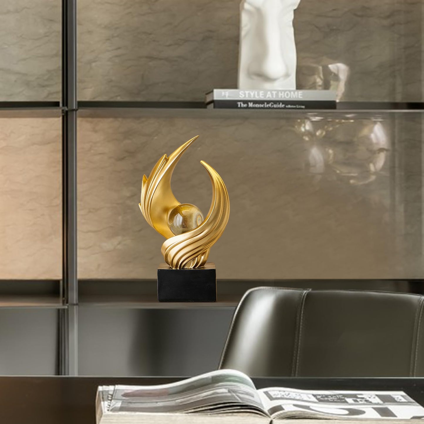 XYQXYQ Abstract Art Sculpture, Resin Gold Decorative Statue, Modern White Ornaments for Living Room, Decorativas Modernas for Coffee Table, Entryway & Office Collectibles (Gold)