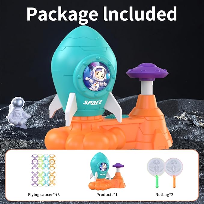 Outdoor Toys for Kids Ages 3-8: Flying Disc Rocket Launcher Toy Butterfly Chasing Games, Outside Yard Activities Toy for Kids Ages 3 4 5 6 7 8, Birthday Gift for Toddlers Boys Girls, Orange