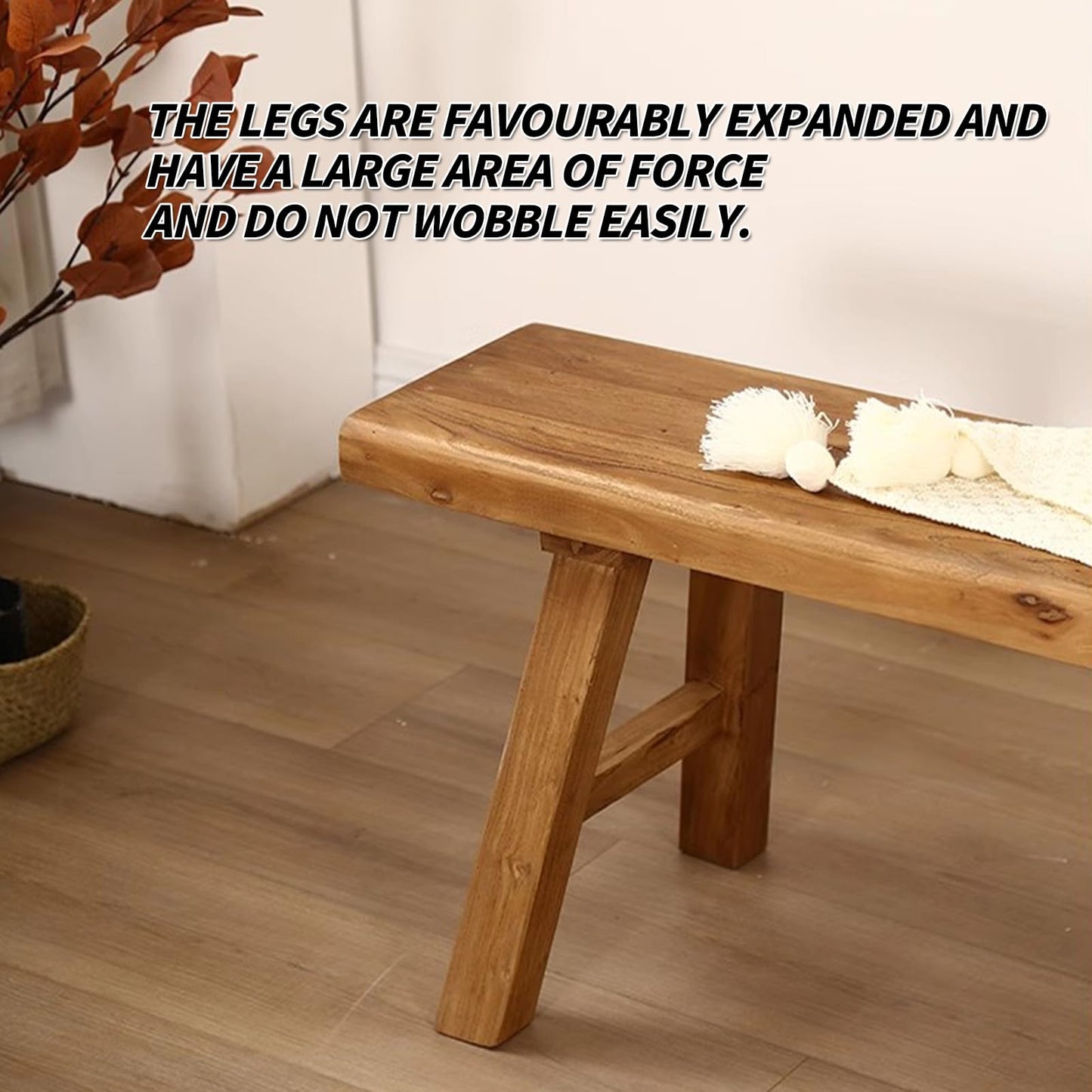 EoVrilyx Farmhouse Indoor Solid Wooden Noodle Bench - Rustic Entry Way Benches Seat,Maximum Load 880IB,Handcraft Finshed for Entryway Bedroom/Living Room/Dining Room