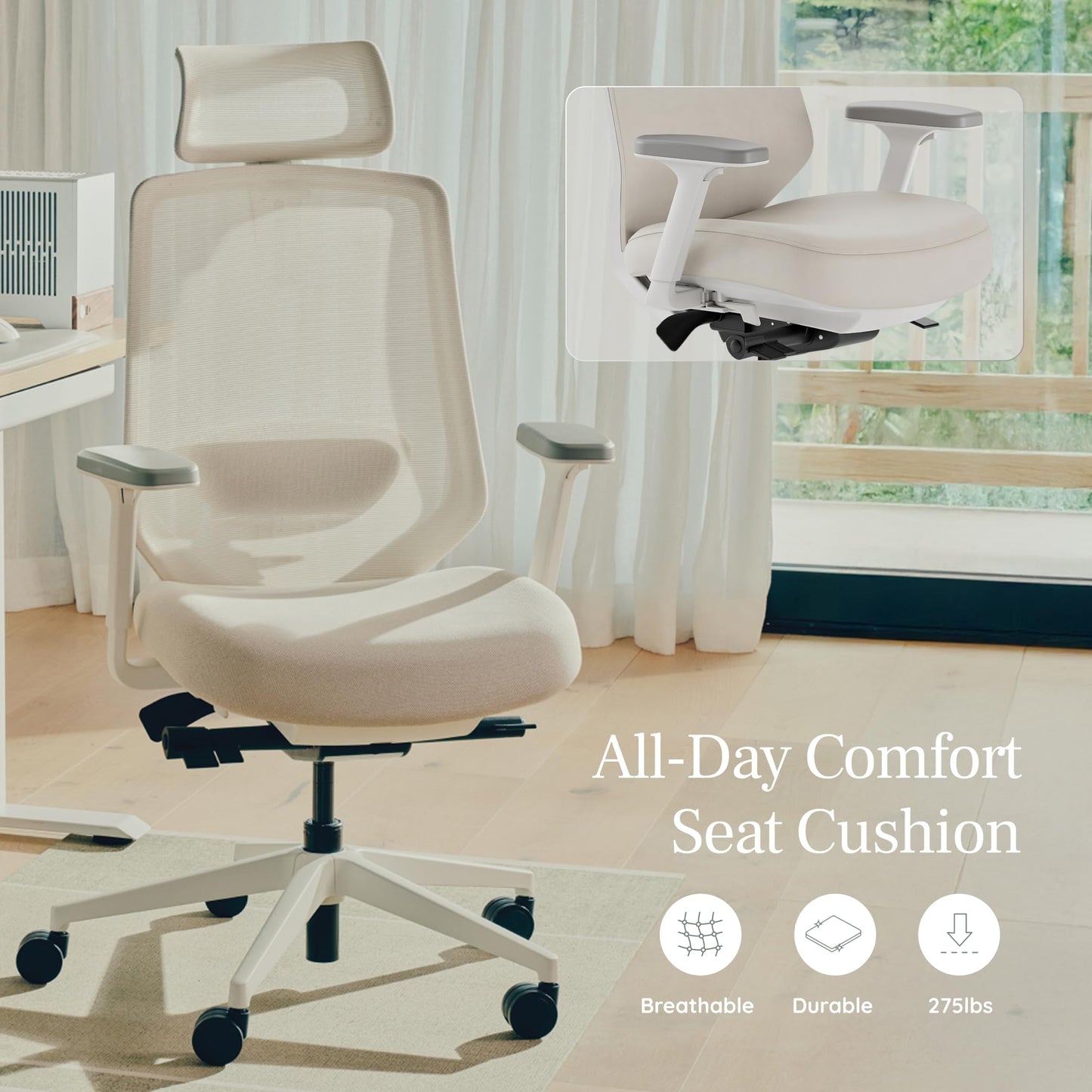 Branch Ergonomic Chair Pro - Mesh Office Chair with 14 Points of Adjustment - Height, Depth & Tilt Adjustable - 5D Armrests - Forward Tilt, Smooth Recline, and Lumbar Support - Shore
