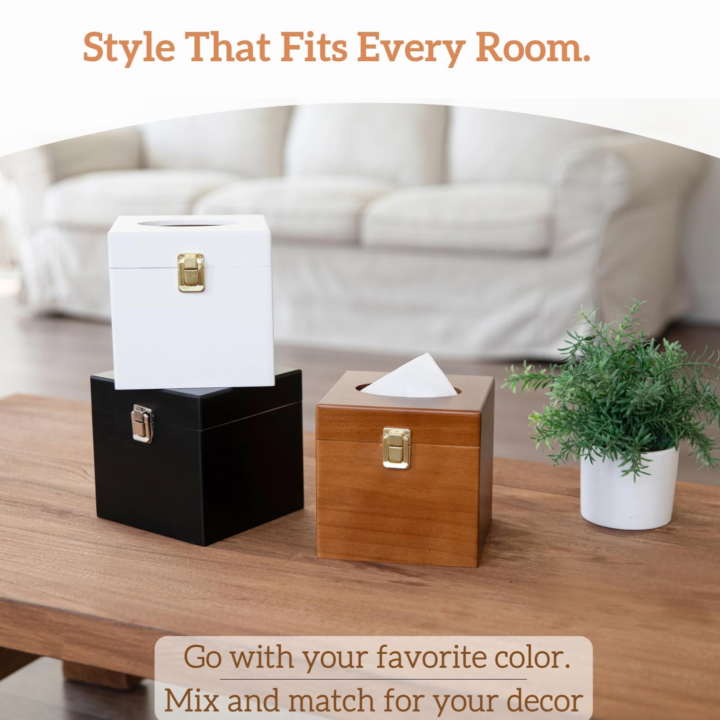 Wooden Square Tissue Box Cover with Lid, Decorative Cube Tissue Box Holder, Bathroom Accessories, Office Decor, Home Decor for Modern Farmhouse Classic Style