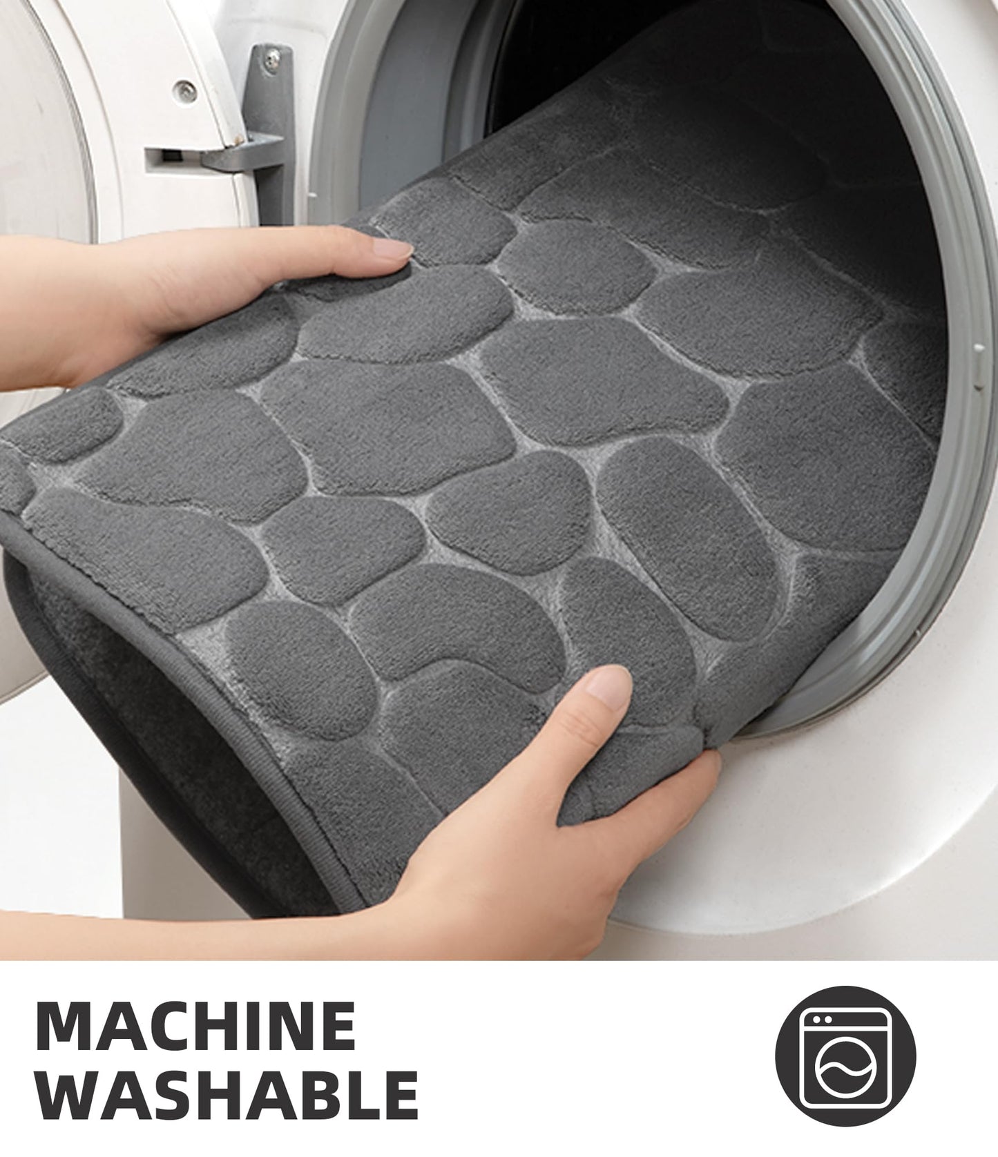 YIHOUSE Bathroom Mat Rug, Memory Foam Bath Mat, Non-Slip Bathroom Floor Mats, Cobblestone Bath Mats Absorbent Bath Rugs Washable Quick Dry (17x24,Dark Gray)