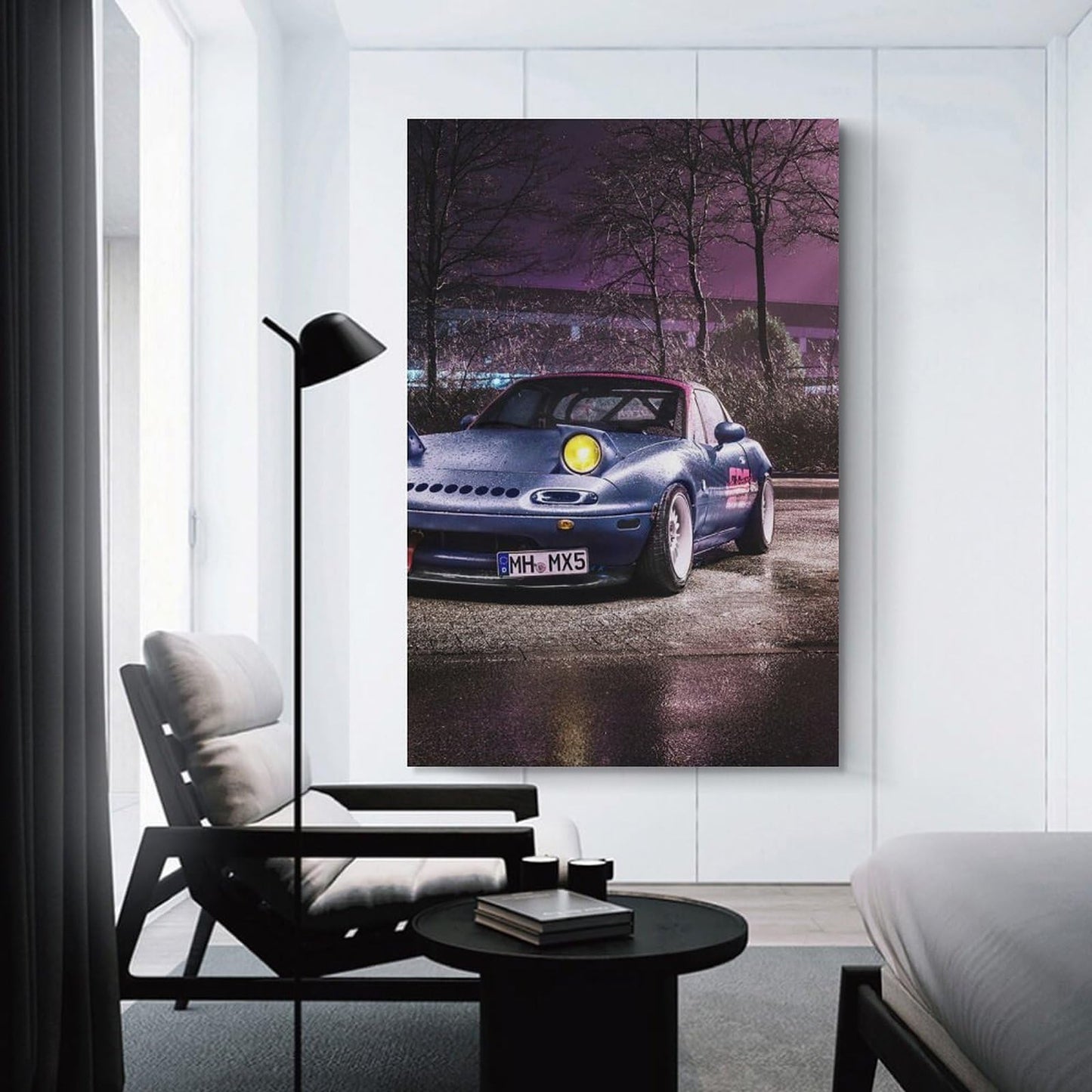 Jdm Car Mx5 Neon Modified Neon Car Posters for Bedroom Car Wall Decor for Mens Room Decor Aesthetic Canvas Wall Art Prints Pictures Paintings Framed Unframed 12x18inch(30x45cm)