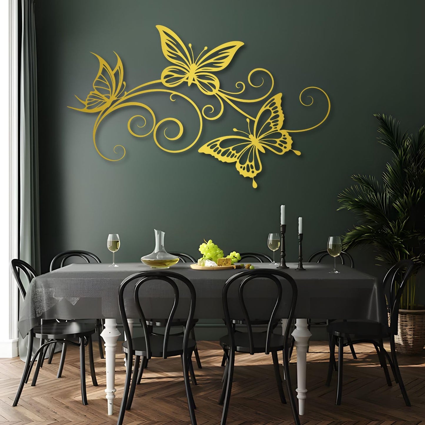 sawjug Metal Butterfly Wall Decor, Metal Butterfly Wall Art, Elegant Butterflies Wall Decor for Living Room, Bedroom, Dining Room (Silver,30" W x 19" H / 76 x 47 cm)