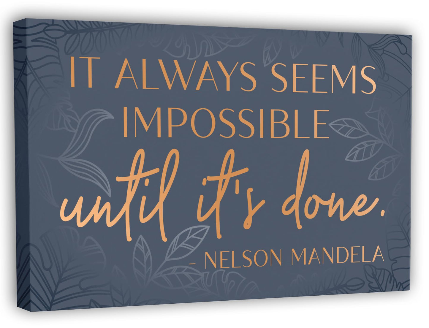 It Always Seems Impossible Until It's Done Wall Art, Nelson Mandela poster Inspirational Wall Art Decor Framed Canvas Poster 10 x 16.5 Inch, Positive Pictures For Office Bedroom Living Room