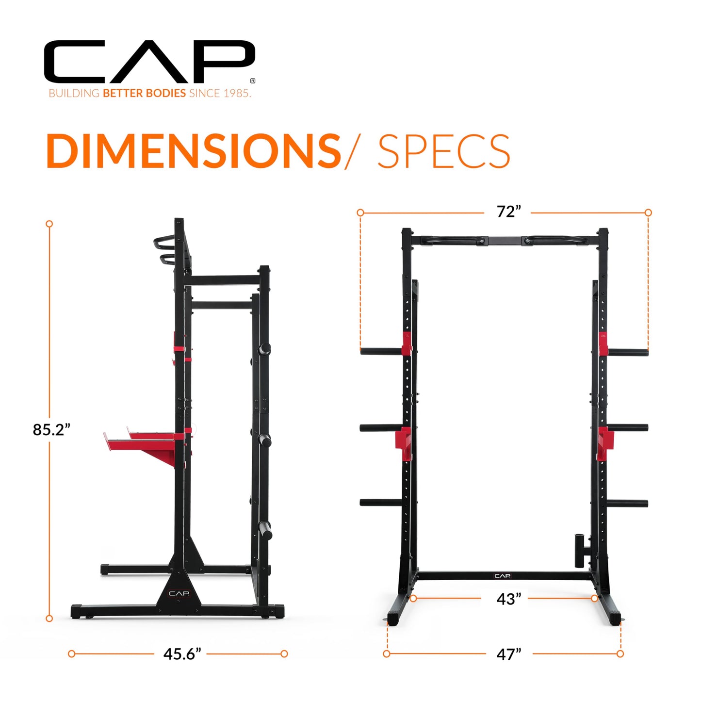 Cap Power Rack with Pull Up Bar & Attachments - Squat Rack & Strength Training Power Cage for Home Gym - Blue