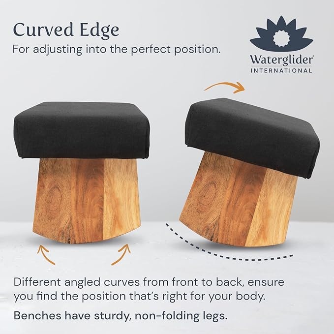 Meditation Bench (NAT. White), Seiza, Sustainable Acacia Wood with Curved Bottom Edges for The Perfect Posture, Meditation Stool, Prayer Bench, Meditation Chair, Yoga Stool