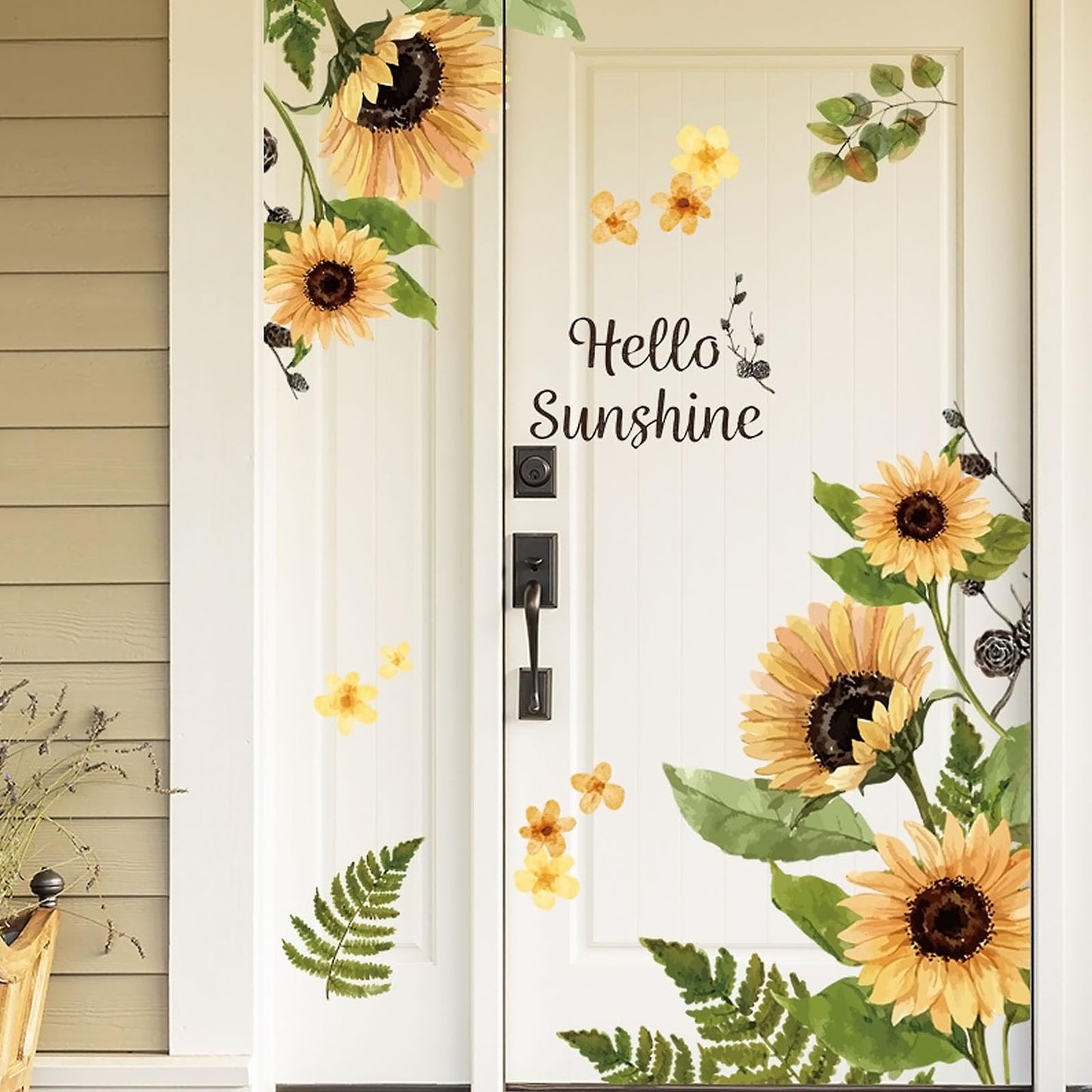 Arawat 2 Set Sunflower Wall Decals Peel and Stick Decor for Living Room, Bedroom, Bathroom, Kitchen - Yellow Flower Vinyl Murals and Stickers