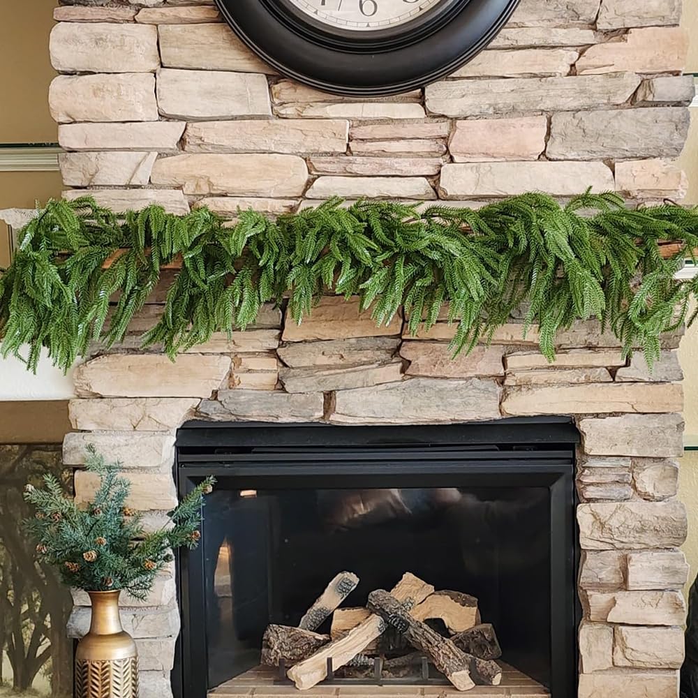 2Pack Artificial Pine Garland 13.2ft Real Touch Winter Greenery, Indoor Outdoor Holiday Decor (2Pack)