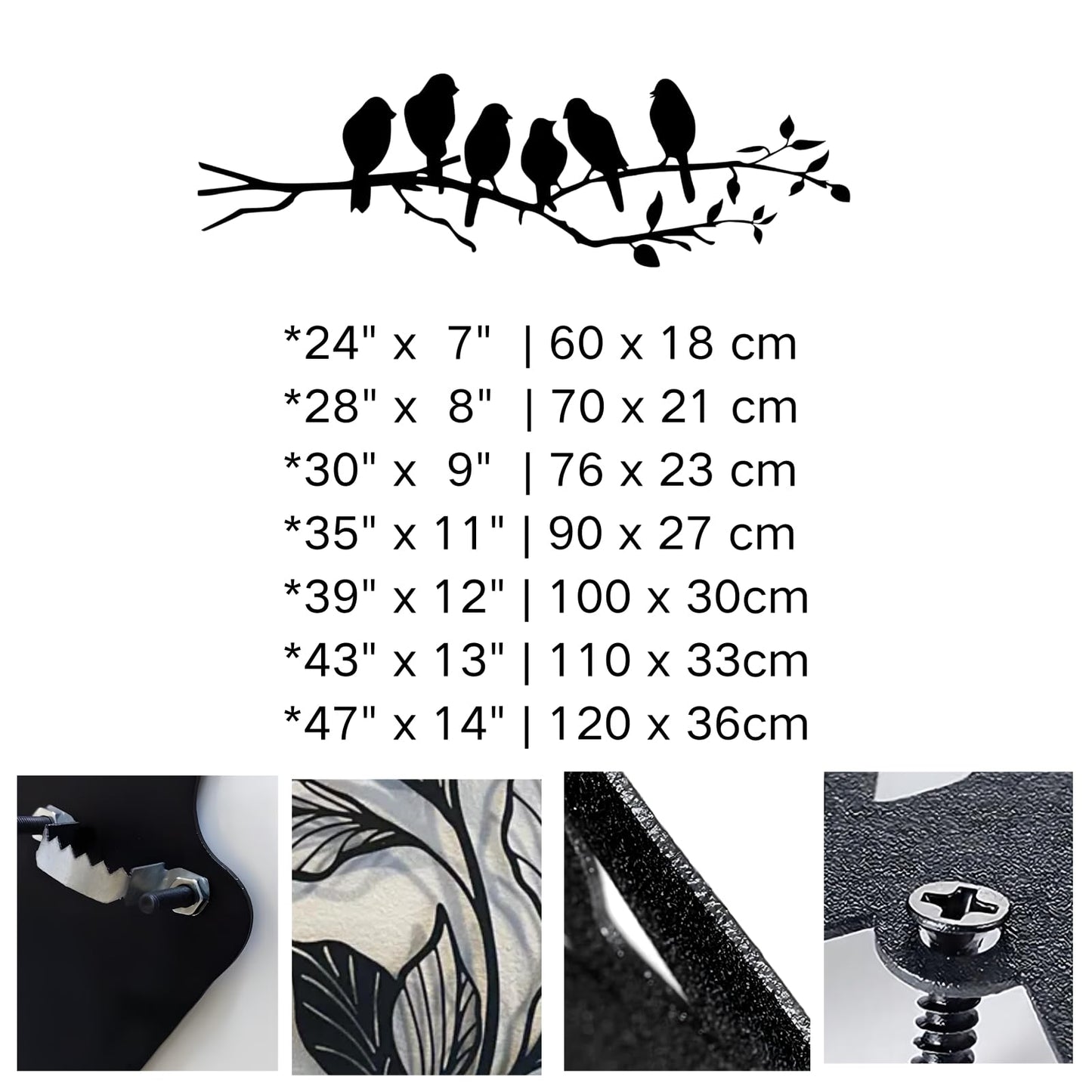 kuestboy Birds Metal Wall Art,Birds on Branch Metal Wall Decor,Animal Wall Hanging,Bedroom Wall Art,Country House Decor,Housewarming Gift (28" x 8" | 70 x 21 cm)