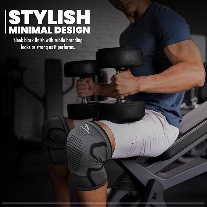 Real Steel Compression Knee Brace for Women & Men 1-Pair Knee Brace for Running Knee Pain, Knee Support Compression Sleeve