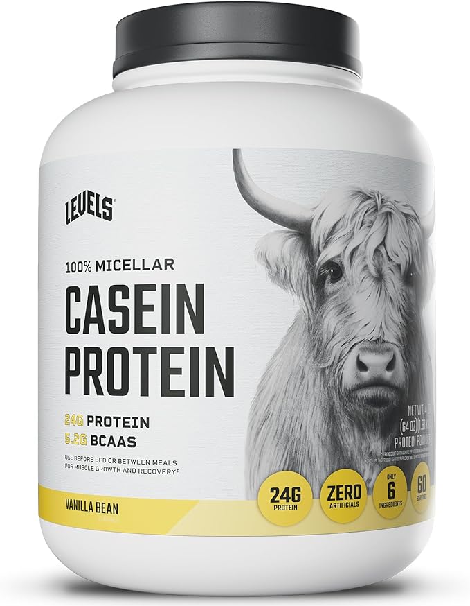 Levels 100% Micellar Casein Protein, Hormone Free, Vanilla Bean, 4LB