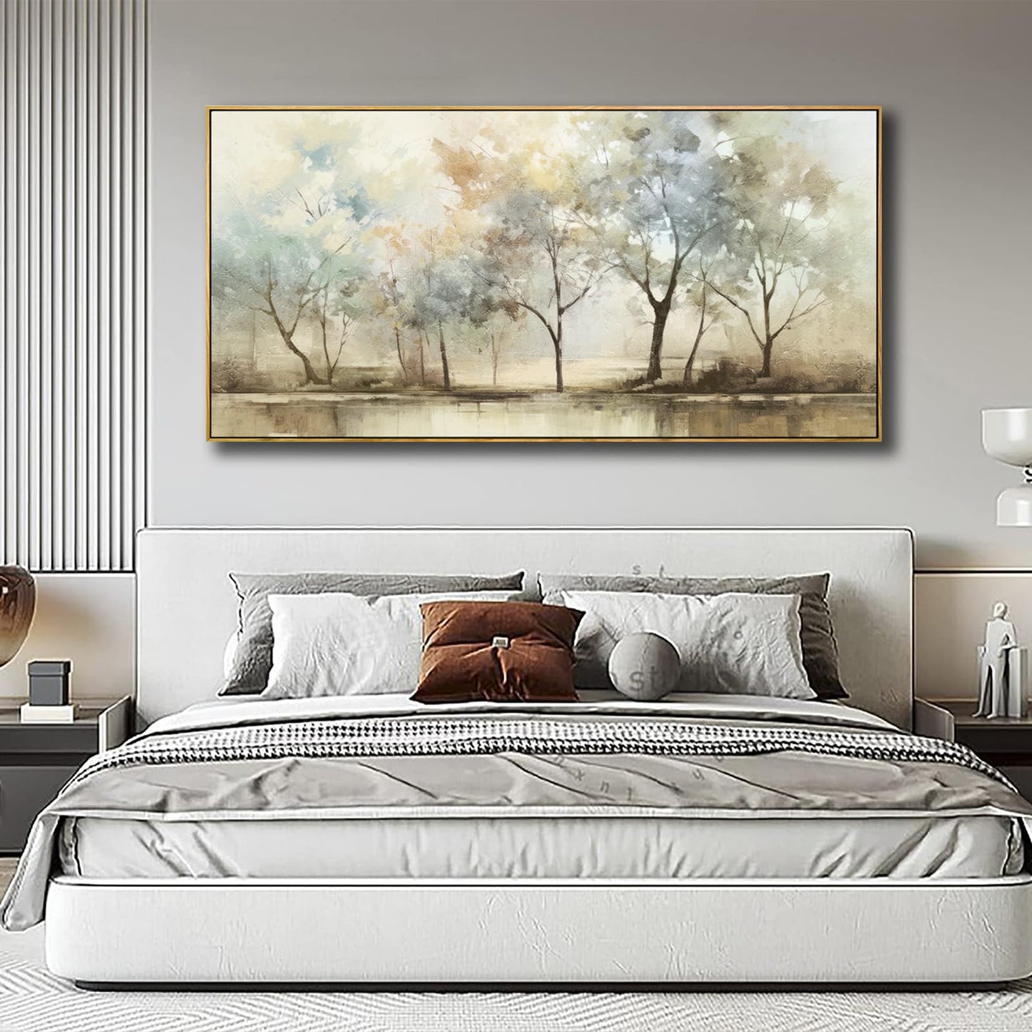 Abstract Wall Art Artwork Retro Trees Pictures Decor Canvas Painting Large Size Framed Ready to Hang Living Room Bedroom and Office Wall Decor 31x70 Inch