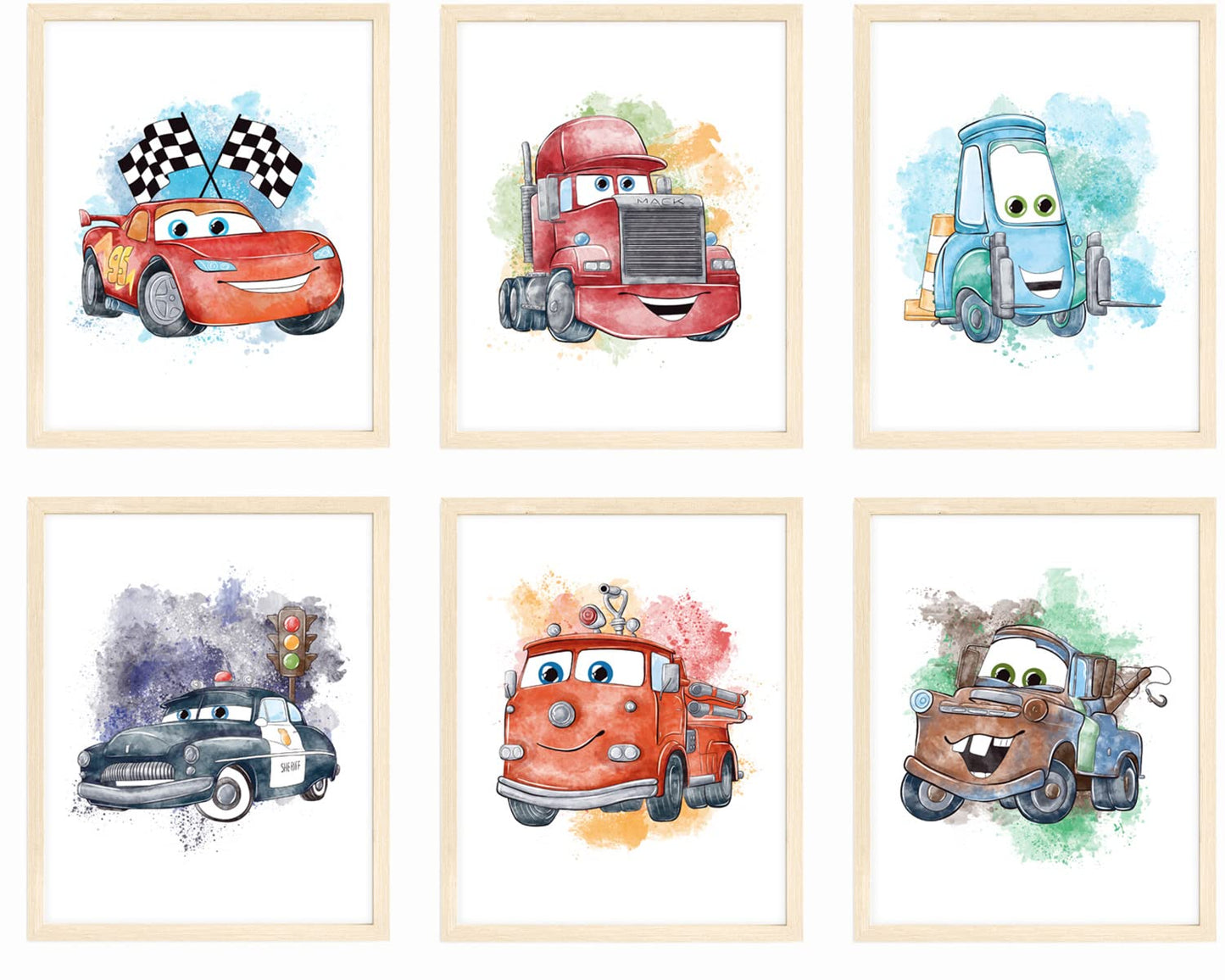 Nistio® Cars Movie Poster Prints, Cars Movie Poster Wall Art Decor, Lightning McQueen, Set of 6, 8x10 inches (Unframed)