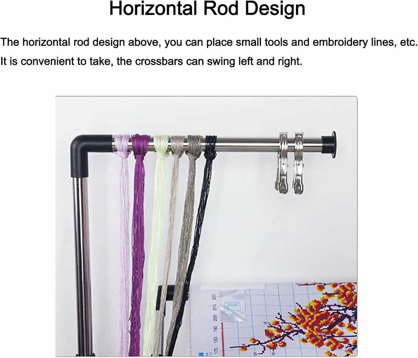 Height Adjustable Cross Stitch Craft Stand - Adjustable Embroidery Stand with Needlework Floor Frame for Art Sewing - Standing Embroidery Lap Table and Holder for Needlepoint~/