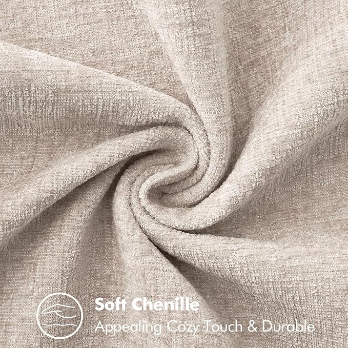 MIULEE Pack of 2 Couch Throw Pillow Covers 18x18 Inch Taupe Farmhouse Decorative Pillow Covers with Stitched Edge Tan Soft Chenille Solid Dyed Pillow Covers for Sofa Bed Living Room