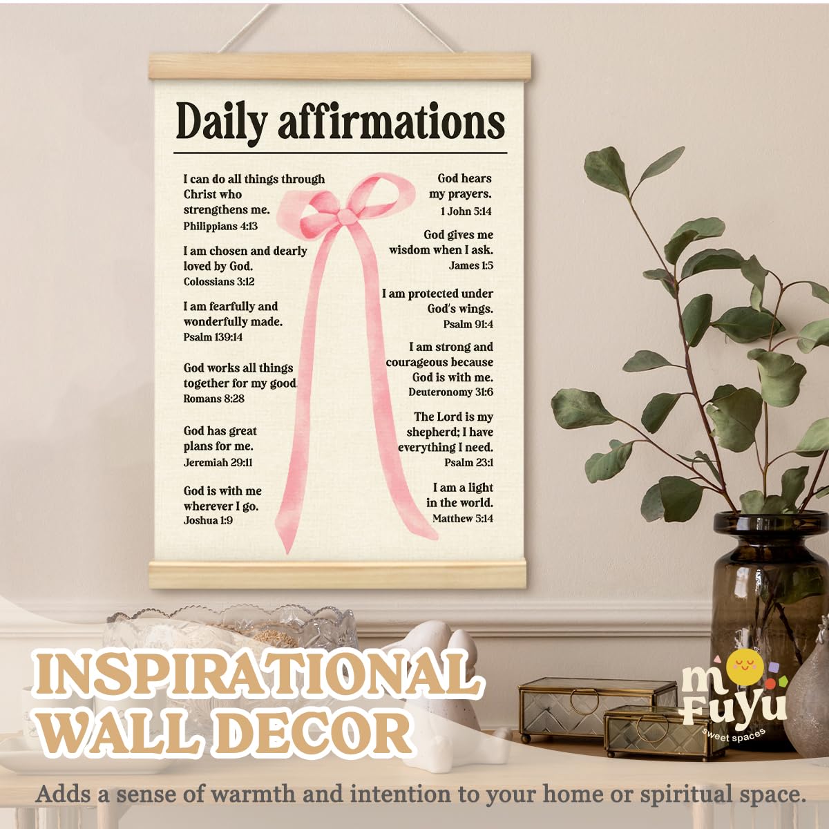 MOFUYU Positive Affirmations Wall Decor,Daily Affirmations for Women Poster Hanger Frame for Girls Bedroom Room Home,Mental Health Poster Hanger Frame,Affirmation Wall Decor, 12x16 Inch