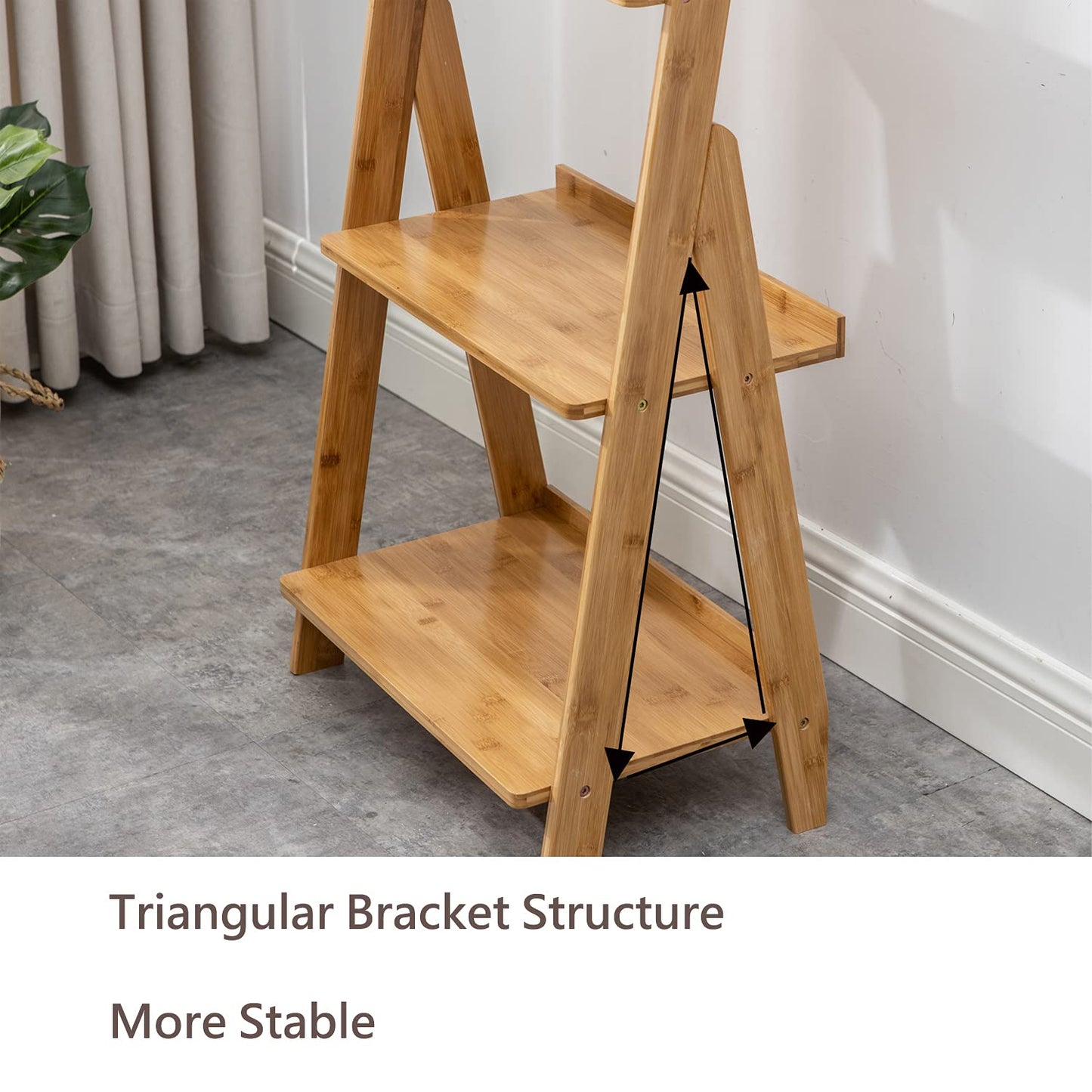 SOBIBO Ladder Shelf Bookshelf, 5-Tier Leaning Shelf, Free Standing Organizer Storage Shelves, Storage Rack Shelf for Office, Living Room, Nature