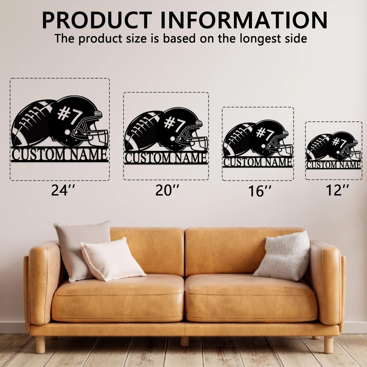 Custom Football Metal Sign Personalized Football Player Metal Wall Art Customized Name & Number Wall Decor for Teen Boys Kids Personalized Coach Gifts
